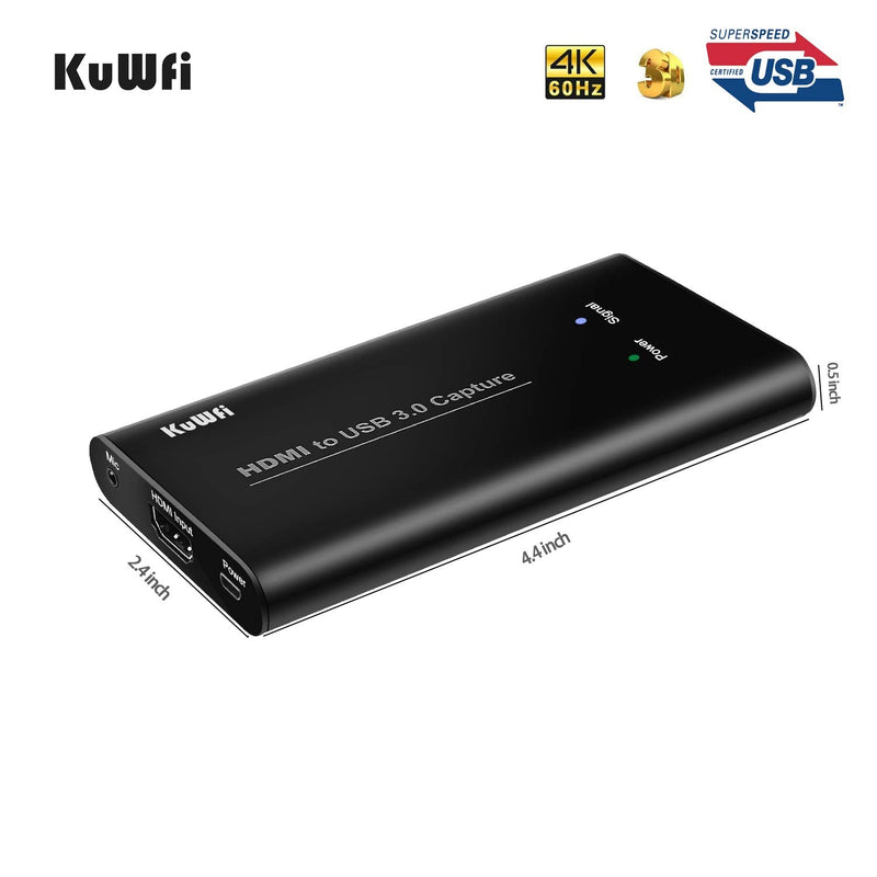  [AUSTRALIA] - KuWFi HDMI USB Video Capture Device Card HD Video Converters Live Stream Broadcast 1080P with MIC Input Drive-Free for Live Video Camera/SLR/Android/Phone/Laptop