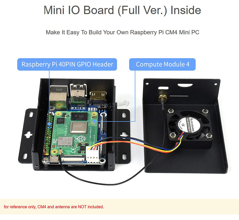  [AUSTRALIA] - Mini-Computer Based on Raspberry Pi Compute Module 4 (NOT Included) with Mini IO Board Full Ver and Metal Case and Cooling Fan @XYGStudy (CM4-IO-BASE-BOX-B) CM4-IO-BASE-BOX-B