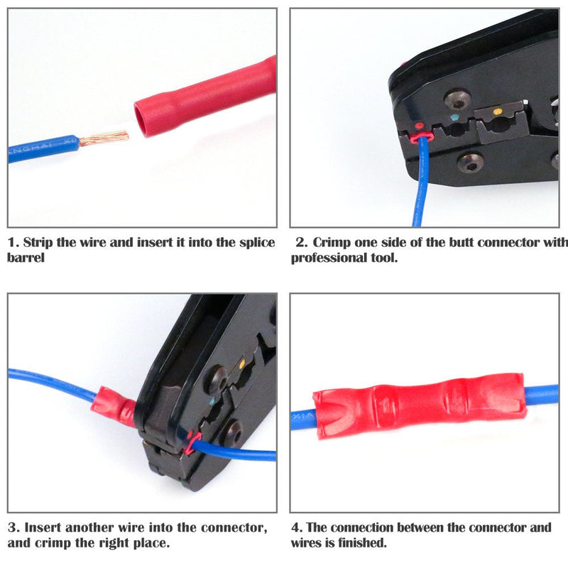  [AUSTRALIA] - AIRIC Red Butt Connectors Crimp 100pcs 22-16AWG Butt Connector Fully Insulated PVC Wire Butt Splice Connectors, 22-16 Gauge Red(22-16AWG) 100 pcs