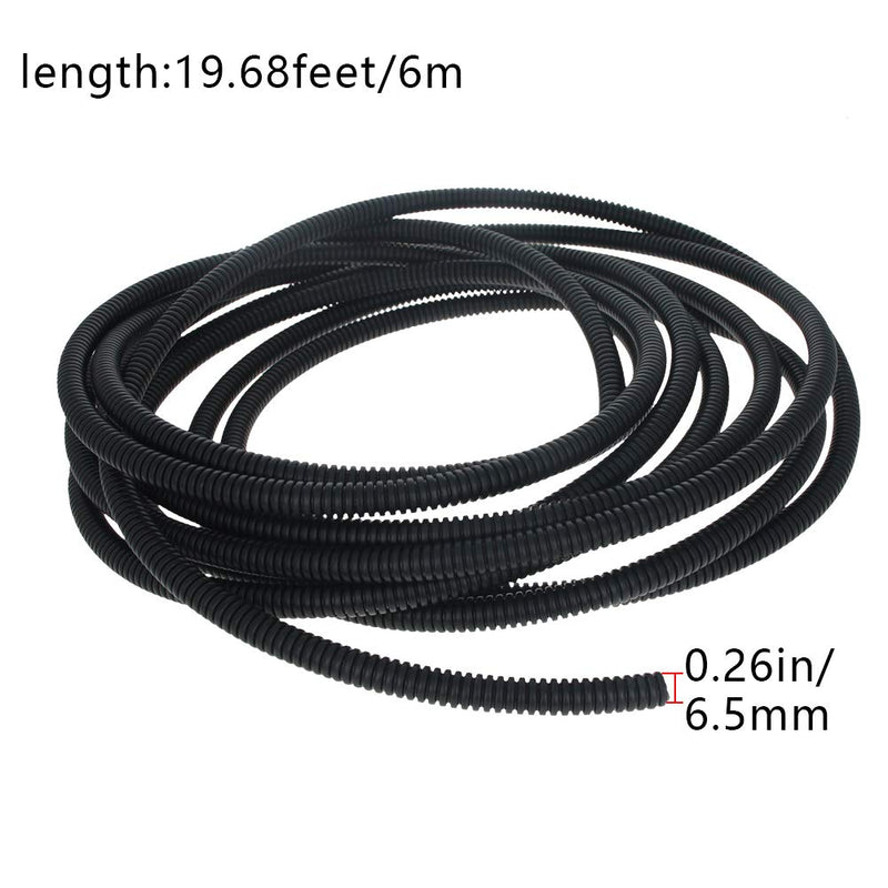  [AUSTRALIA] - Aicosineg Cable Sleeves 19.68ft 1/4 Inch Electrical Conduits Non-Split Wire Loom Tubing Corrugated Tube Polyethylene Hose Cover for Home Outdoor Automotive Marine Wire Black 1 PCS