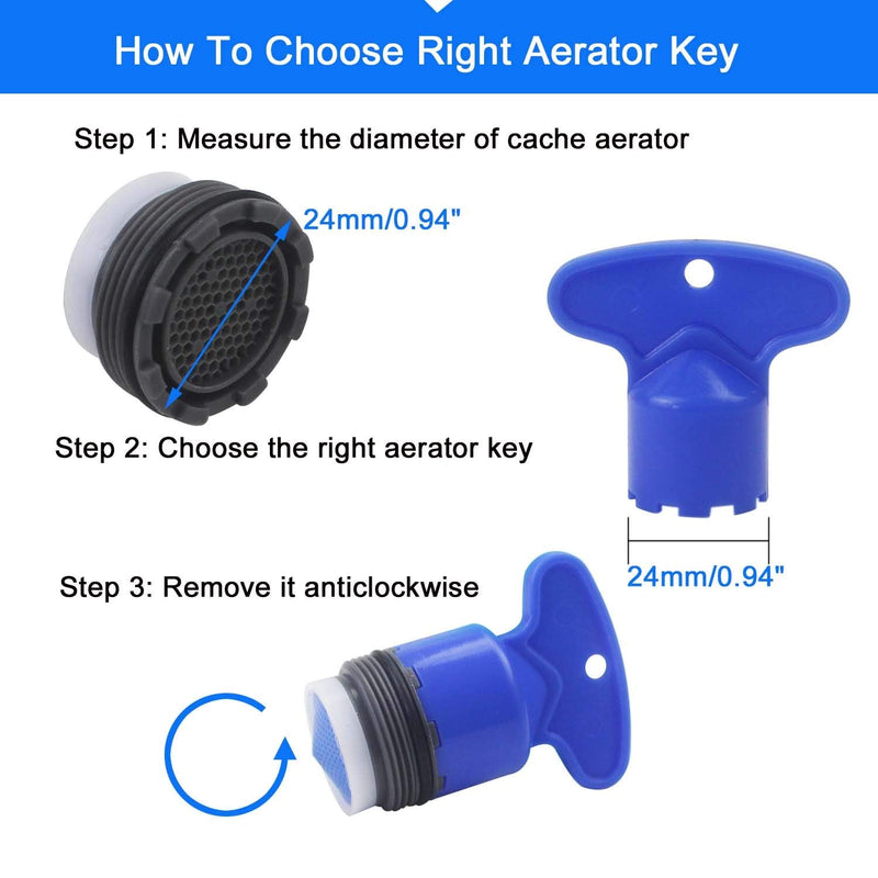  [AUSTRALIA] - WeiMeet 20 Pieces Cache Faucet Aerator Key Removal Wrench Tool with 20 Pieces Faucet Aerator for M 16.5 18.5 21.5 24 Cache Aerators