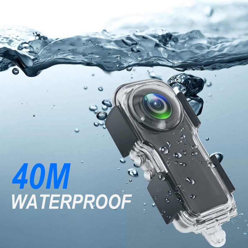  [AUSTRALIA] - Waterproof Case for Insta360 One RS 1-Inch 360 Edition,Underwater Diving Protective Housing 40M with Invisible base-12 pcs Anti Fog Slice Accessories Waterproof shell for insta RS 1inch