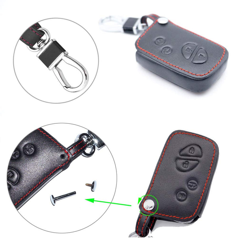 Royalfox 4 buttons genuine leather smart keyless Remote Key Fob case Cover Key ring for lexus es300 es330 es350 rx350 rx300 is350 is300 is250 gs300 gs400 gs350 gs430 gx470 gx460 ls460 nx gx - LeoForward Australia