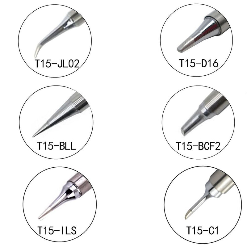  [AUSTRALIA] - FEITA Soldering Iron Tips T15 SMD Solder Tip for HAKKO Soldering Station FX-951/952, T12 Soldering Kit (T15-JL02/D16/BLL/BCF2/ILS/C1, 6-Piece) A Type: 6 - Pieces