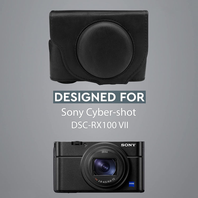  [AUSTRALIA] - MegaGear Ever Ready Leather Camera Case Compatible with Sony Cyber-Shot DSC-RX100 VII Black