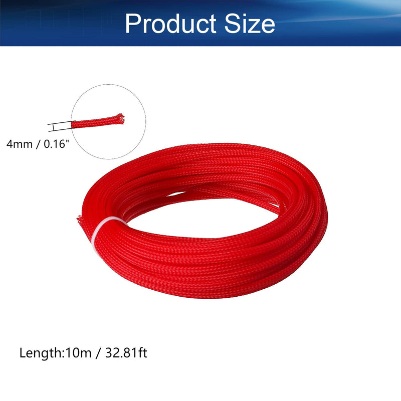  [AUSTRALIA] - Bettomshin 1Pcs Cable Management Sleeve, 10x4mm/0.39x0.16(LxW) 32.8Ft PET Red Cord Protector, Wire Loom Tube Insulated Split Sleeving for USB Cable Power Cord Organizer Video Cable Hider