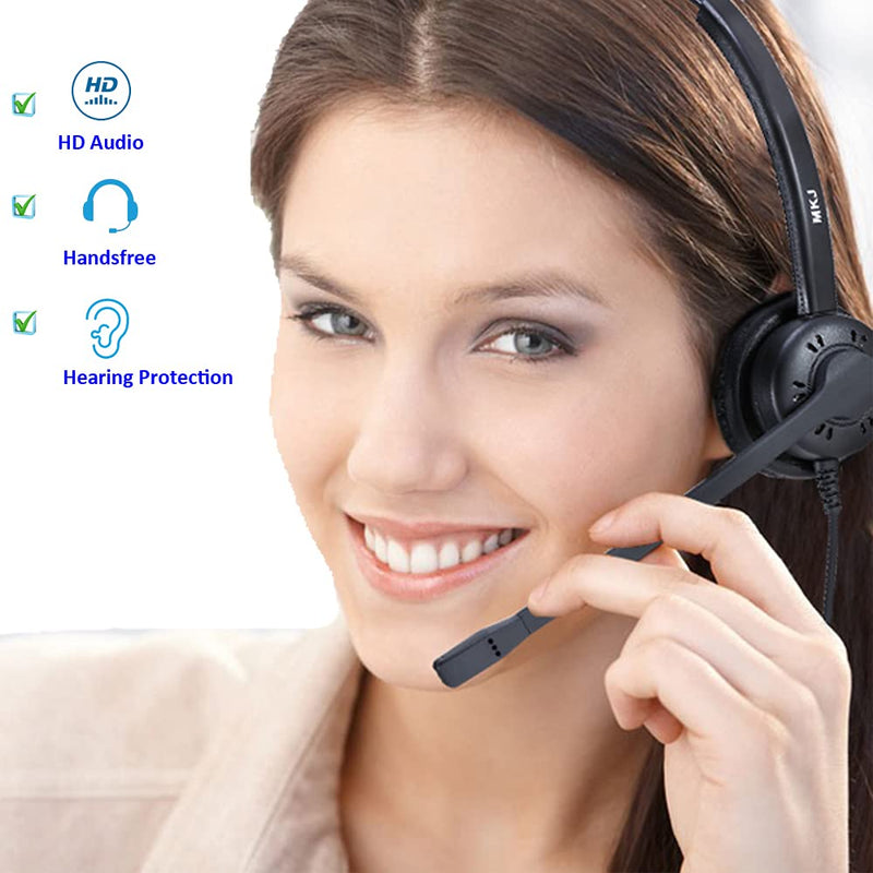  [AUSTRALIA] - MKJ Telephone Headset with Microphone Wired Headphones with Noise Cancelling Mic for Call Center Office Corded RJ9 Desk Phone Headset for Cisco 7821 7841 7861 7942G 7945G 7962G 7975G 8841 8865 9971