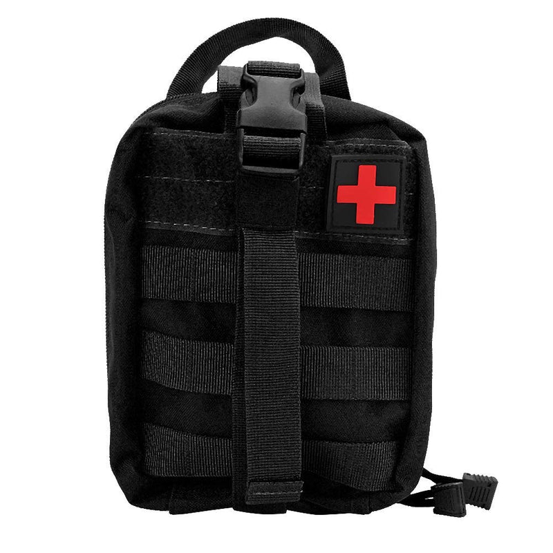  [AUSTRALIA] - Nylon Waterproof MOLLE First Aid Bag Emergency Medicine Storage Bag Suitable for Household, Outdoor Activities to Store Medicines(Black) Black