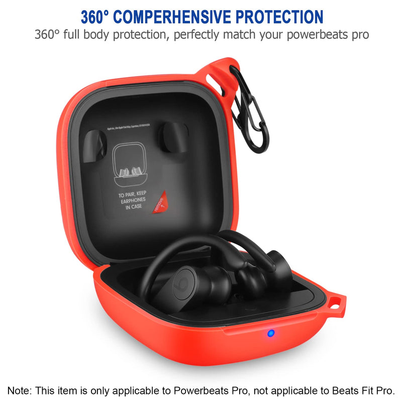  [AUSTRALIA] - HIETON for Powerbeats Pro Case, Anti-Break Anti-Lost & Shockproof Unique Dual Hole Portable Silicone Protective Case Cover with Carabiner for 2019 Newest Power Beats Pro(Red) Red