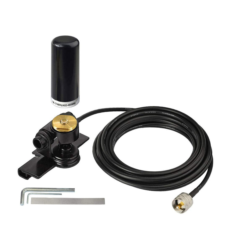  [AUSTRALIA] - Bingfu Vehicle Ham Radio Mobile Radio Antenna VHF UHF 136-174MHz 400-470MHz Car Truck Amateur Radio NMO Mount Low Profile Antenna with Lip Mount Fixed Bracket PL259 Male 5m 16.5 feet RG58 Cable