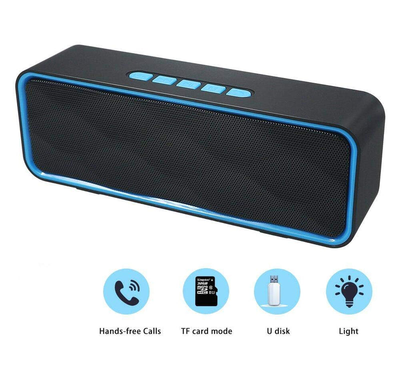 Totola Wireless Bluetooth Speaker with AUX/USB/TF Card Slot,Outdoor Portable Stereo Speaker with HD Audio,Enhanced Bass, Dual-Driver,Handsfree Calling, FM Radio Speaker for Travel,Party (Blue) Blue - LeoForward Australia