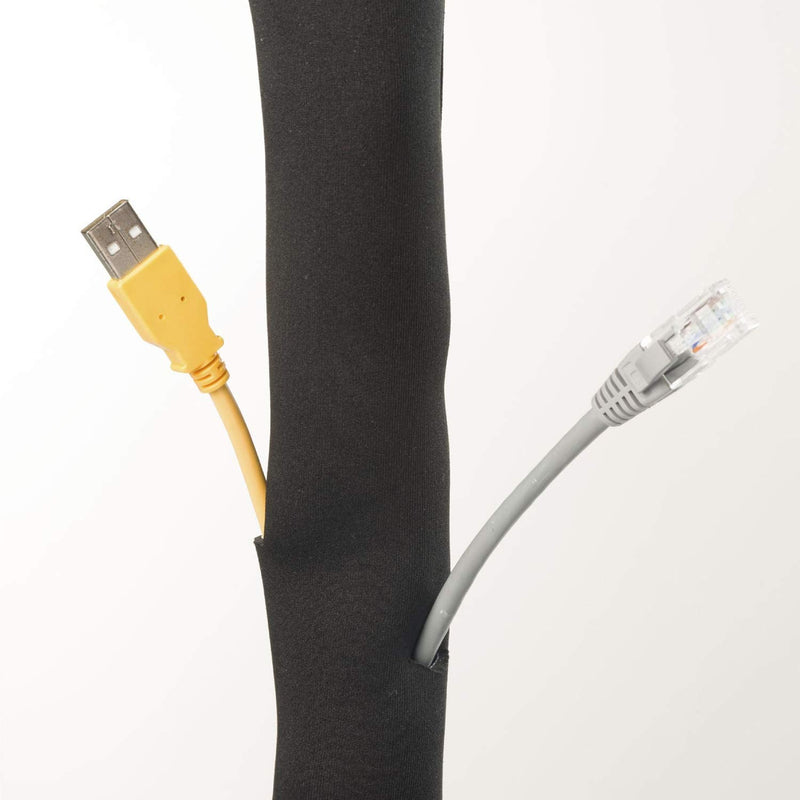  [AUSTRALIA] - D-Line Cable Sleeve, Cable Management Tube, Hook & Loop Sleeve to Organize Cables Coming from TVs, PCs - 39" Length, Reversible Black or White
