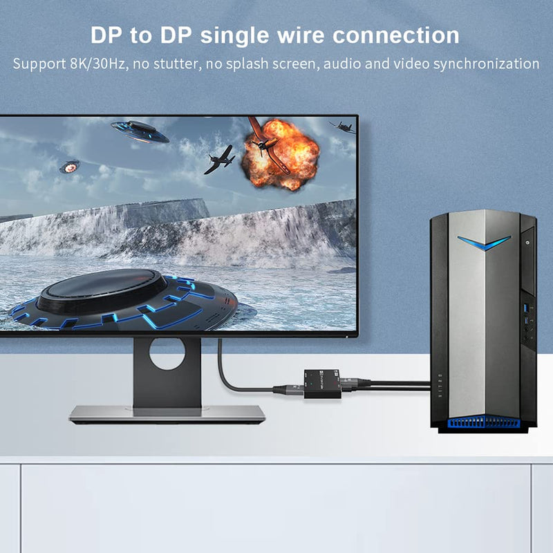  [AUSTRALIA] - Displayport Splitter, ALYYDBG 8K Display Port to HDMI and DP, Displayport MST Hub Support DP 1.4 in to DP1.4 & HDMI 2.1 Out at 8K@30Hz 4K@144Hz DP 1.4 to DP+HDMI