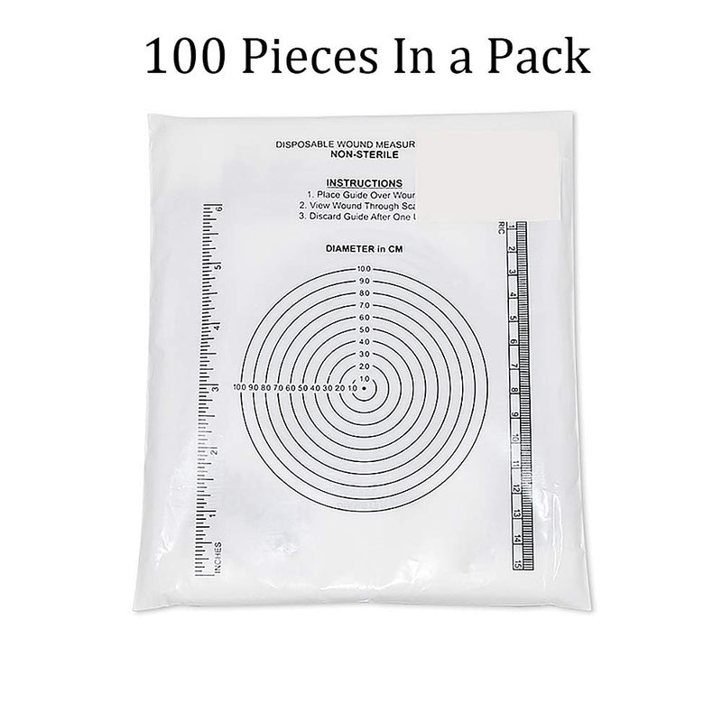  [AUSTRALIA] - Edtape (Pack of 100) Wound Measurement Tools Wound Measuring Bullseye Guide Wound Measuring Ruler Medical Ruler Wound Measuring Tool Device Wound Measure Guide