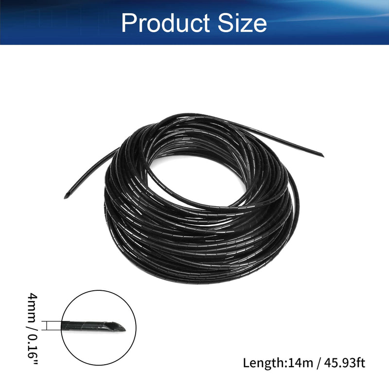  [AUSTRALIA] - Bettomshin 1Pcs 50 Feet PE Spiral Cable Wrap, Wire Cord Covers for TV Computer Electrical Wire Organizer, Tangle Stop and Detangler Black