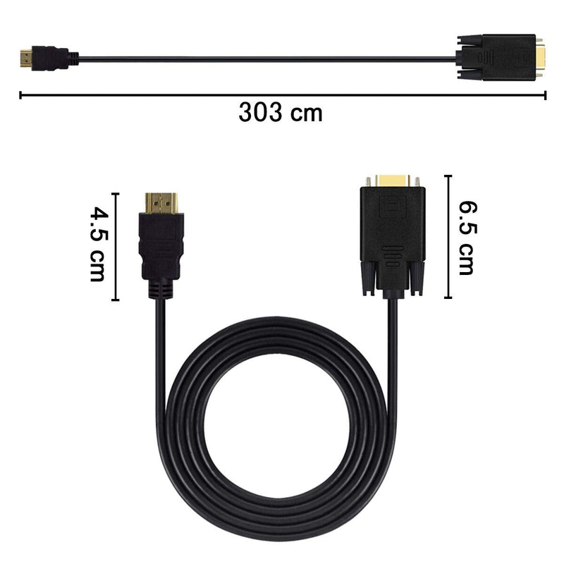  [AUSTRALIA] - HDMI to VGA, HDMI to VGA Cable (Male to Male) Compatible for Computer, Desktop, Laptop, PC, Monitor, Projector, HDTV, Chromebook, Raspberry Pi, Roku, Xbox and More (10 Feet/3 Meters) 10 Feet 1 Pack