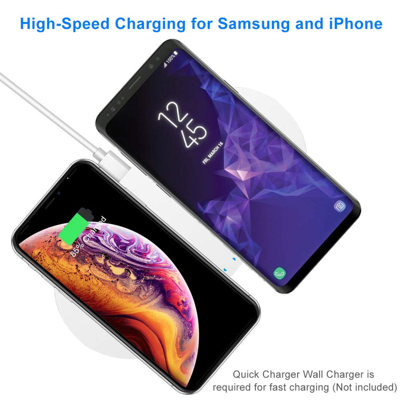  [AUSTRALIA] - Dual Wireless Charger, COSOOS Double Fast Charging Pad 15W Max Compatible with iPhone 13/13 Pro/13 Pro Max/13 Mini/12/11/XS, Galaxy S21/Note 10, AirPods Pro, Galaxy Buds+(No AC Adapter) White