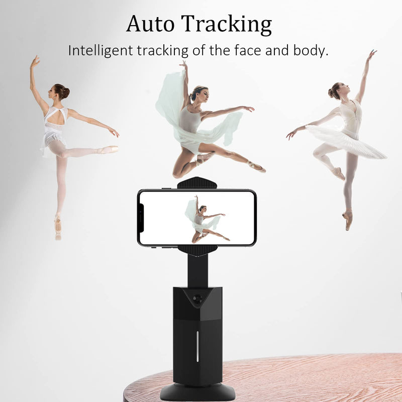  [AUSTRALIA] - Auto Face Tracking Tripod with Battery ,360°Rotation Smart Tracking Phone Holder , Gesture Control (Working/Pausing),No App Required Cellphone Stand Selfie Stick for Live Vlog Streaming Video-Black Black