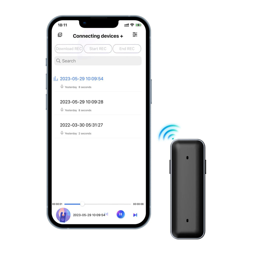  [AUSTRALIA] - Smart Voice Recorder, 64GB Bluetooth Recorder with App, Voice Recorder with Playback, Noise Reduction, One-Touch Audio Recording Device for lectures Meetings Interviews