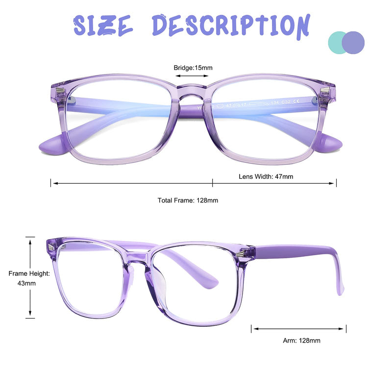  [AUSTRALIA] - Blue Screen Glasses for Kids, COASION 3 Pack Blue Light Blocking Glasses for Girls Boys, Computer Gaming Fake Eyeglasses ( Clear Purple + Clear Pink + Clear Blue )