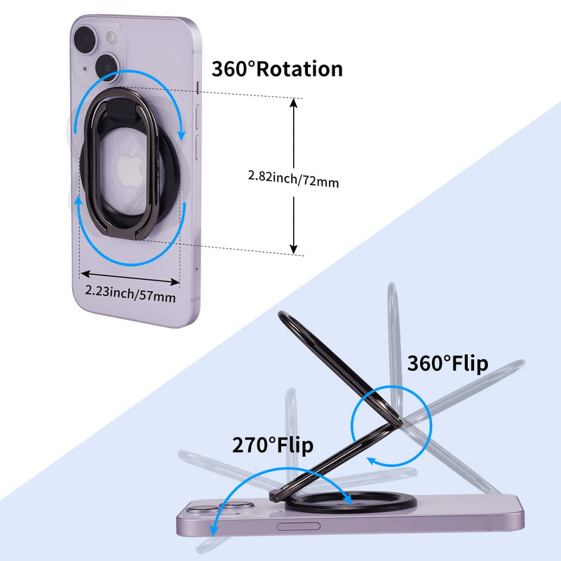  [AUSTRALIA] - Magnetic Phone Ring Holder Stand for MagSafe 360°Rotation Finger Grip Kickstand Adjustable Finger Phone Ring Stand Mag Safe Accessories for iPhone 14/13/12 Series Removable for Wireless Charging Black