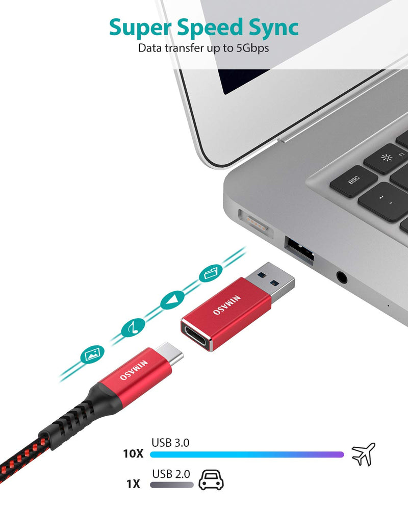  [AUSTRALIA] - USB C to USB Adapter,NIMASO USB C to USB 3.0 Adapter, USB A to C Adapter 5Gbps Sync Fast Charging Audio Output Both Sides for iPhone 11,Airpods iPad,Samsung Note 10 S20 S20+ S9 S8,Google Pixel,Laptops Red