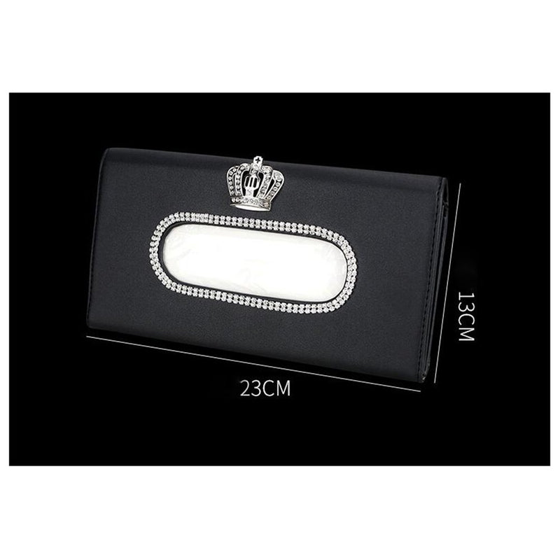  [AUSTRALIA] - LuckySHD Car Sun Visor Tissue Cover Holder with Crystal Crown - Black