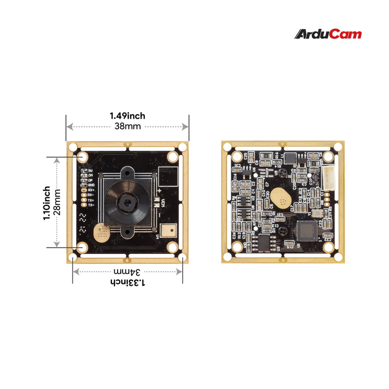  [AUSTRALIA] - Arducam 8MP 1080P Auto Focus USB Camera Module with Microphone, 1/3.2” CMOS IMX179 Mini UVC USB2.0 Webcam Board with 3.3ft/1m Cable for Windows, Linux, Android and Mac OS IMX179 CAM With Auto Focus Lens