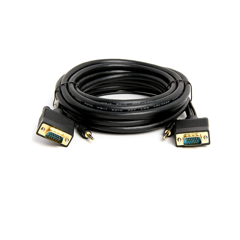  [AUSTRALIA] - VGA to VGA Cable with Ferrite Cores 15 Feet (4.5 Meters) HD15 Male to Male SVGA Monitor Cable 15ft (4.5M) Single pack