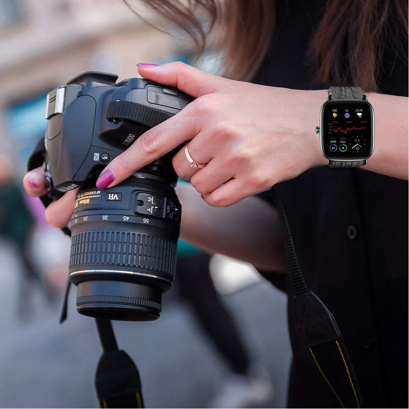  [AUSTRALIA] - Compatible for AGPTEK Smartwatch Band, Nylon Replacement Strap for AGPTEK 1.69"(43mm) Smartwatch/MuGo 1.69" Smartwatch/Rinsmola 1.69" Smart Watch/Motast 1.69" Smartwatch (Gray) Gray