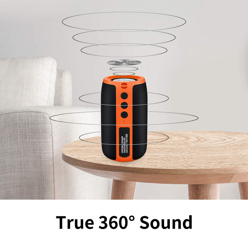  [AUSTRALIA] - Bluetooth Speakers,MusiBaby Speakers Bluetooth Wireless,Portable,Waterproof,Loud Stereo,Booming Bass,Dual Pairing,Bluetooth 5.0,24H Playtime,Speaker for Home,Party,Outdoor,Gifts (Orange)