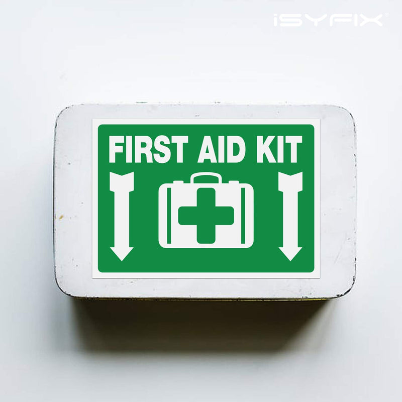  [AUSTRALIA] - First Aid Kit Sticker Sign for Home, Schools & Business – 2 Pack 10x7 Inch – Premium Self-Adhesive Vinyl, Laminated for Ultimate UV, Weather, Scratch, Water and Fade Resistance, Indoor & Outdoor Large green and white