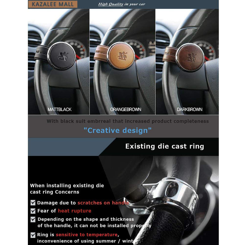  [AUSTRALIA] - Leather Power Handle Knob Handle Steering Wheel Car Accessories BLACKSUIT (Black) Black