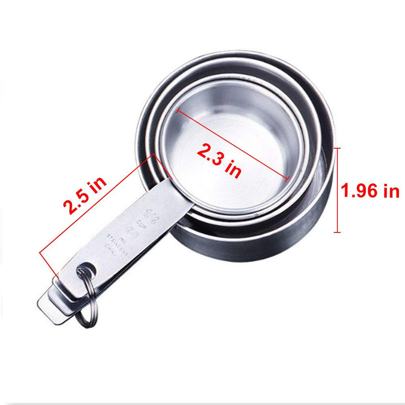  [AUSTRALIA] - Measuring Cups Set, 5 Piece 304 Stainless Steel Measuring Cup, Kitchen Cooking and Baking Metal Accessories and Tools