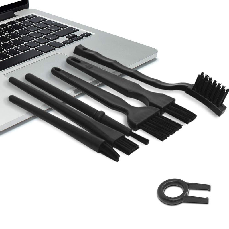  [AUSTRALIA] - Plastic Handle Anti Static Brushes,Sonku Portable Nylon Cleaning Brushes and Tweezers Keyboard Puller Wooden Brush Wiping Cloth Computer Keyboard Cleaning Brush Kit(Set of 16)