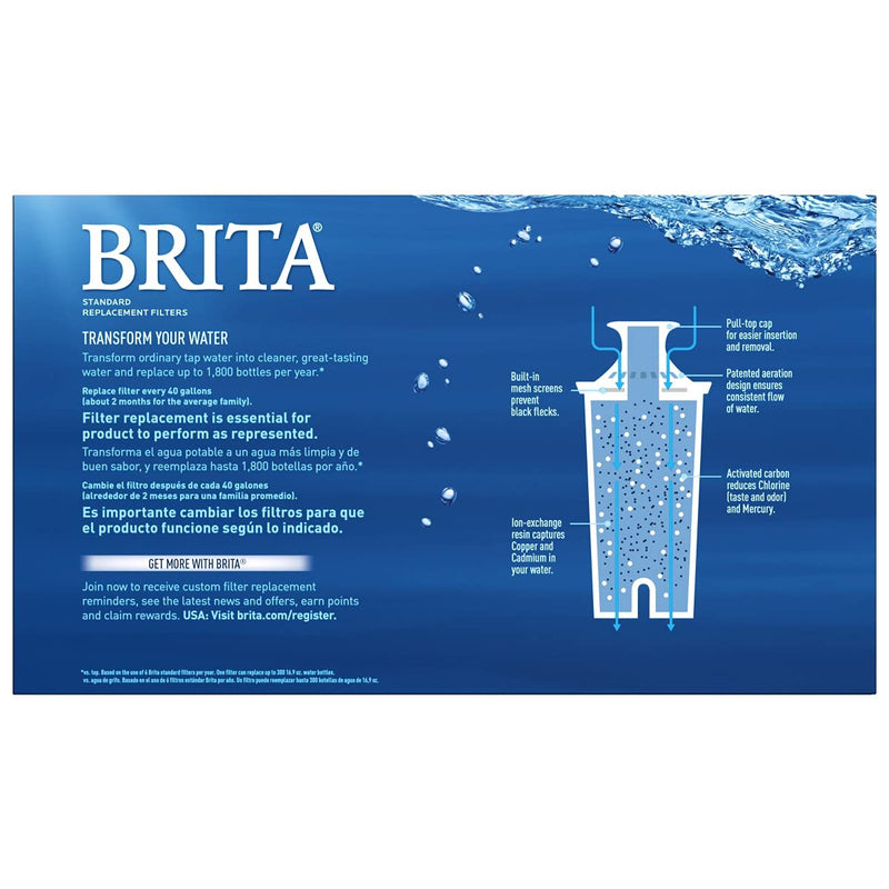Brita Standard Water Replacement Filters for Pitchers and Dispensers, 4 ct, White - LeoForward Australia