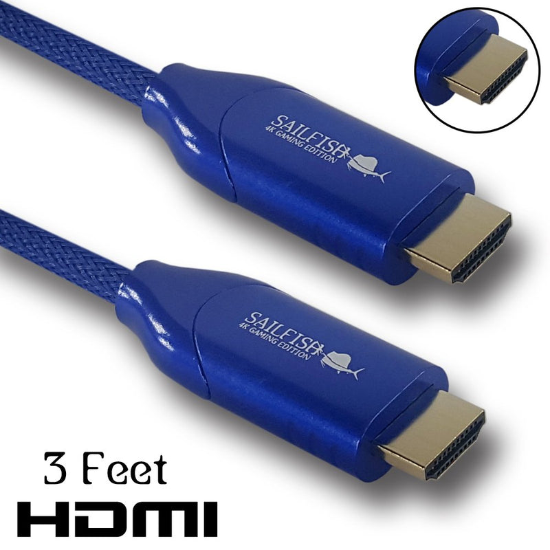 4K Ultra HD HDMI Cable Supports 2160p, 4K@60Hz, HDR, ARC with Cable Management Strap Compatible with Xbox Series S, Xbox One, PS5, PC, HDTV, Blu-Ray (3 Feet, Blue) 3 Feet - LeoForward Australia