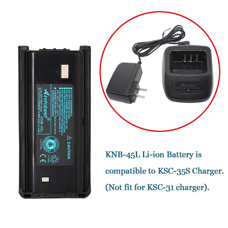 KNB-45 KNB-45L 2000mAh Li-ion Battery Compatible for Kenwood TK-3312 TK-2200 TK-2207 TK-2312 TK-3200 TK-3207 TK-2202L TK-2212 TK-3212 TK-3300 TK-3302 Two Way Radio KNB-29N KNB-53N KNB-69L - LeoForward Australia