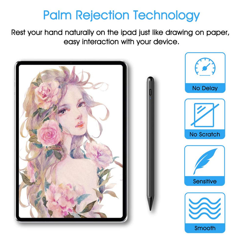 Cisteen Upgraded Stylus for iPad with Palm Rejection & Tilt Sensor, Active Stylus Pencil Compatible with (2018-2020) iPad Air 4th/3rd Gen, iPad Pro 11 & 12.9, iPad 6/7/8th Gen, iPad Mini 5 Black - LeoForward Australia