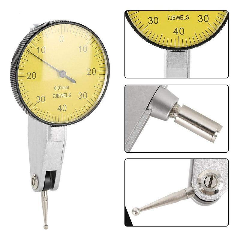  [AUSTRALIA] - Dial Indicator Accuracy 0.01mm Lever Dial Indicator Dial Gauge Tool Kit Gage with Gray Case