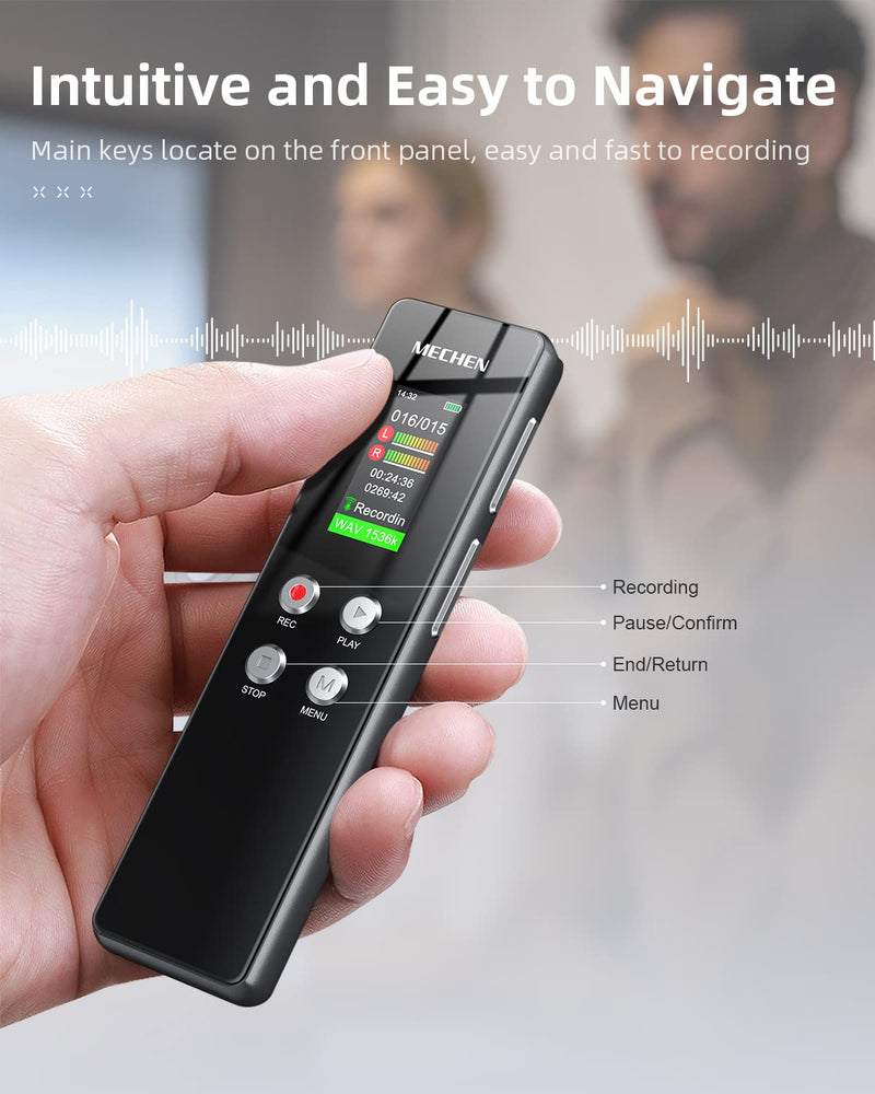  [AUSTRALIA] - MECHEN 64GB Digital Voice Recorder Dictaphone, Voice Activated, with Playback for Conferences Meetings Speeches, Pocket Recorder Password Line, USB C, 1536Kbps, AB Repeat (64GB)