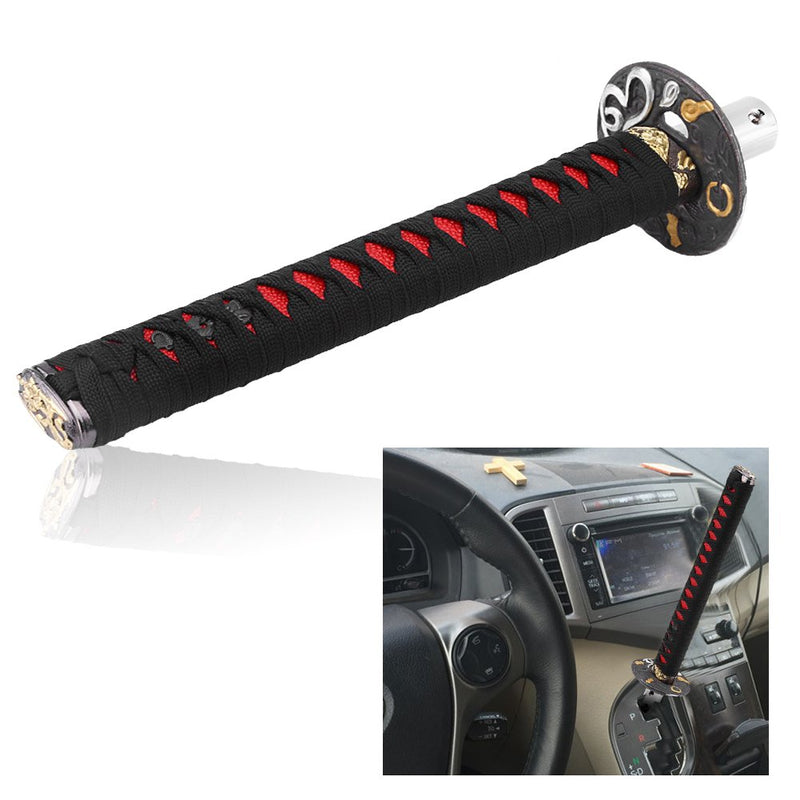  [AUSTRALIA] - Suuonee Gear Shifter, Universal Japanese Sword Car Gear Shift Lever Knob Shifter with 4 Adapters (Black + Red) Black + Red