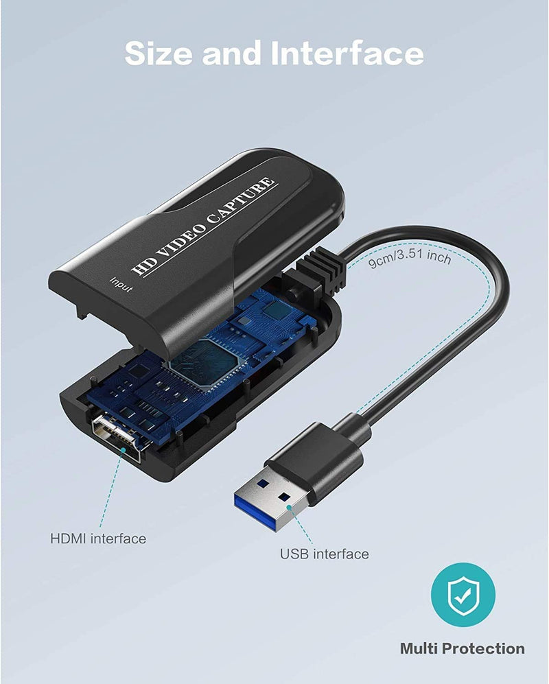  [AUSTRALIA] - Audio Video Capture Cards 4k Cam Link 1080P HDMI to USB 2.0 Record VIA DSLR Camcorder Action Cam Computer Capture Device for Streaming, Live Broadcasting, Video Conference, Teaching, Gaming