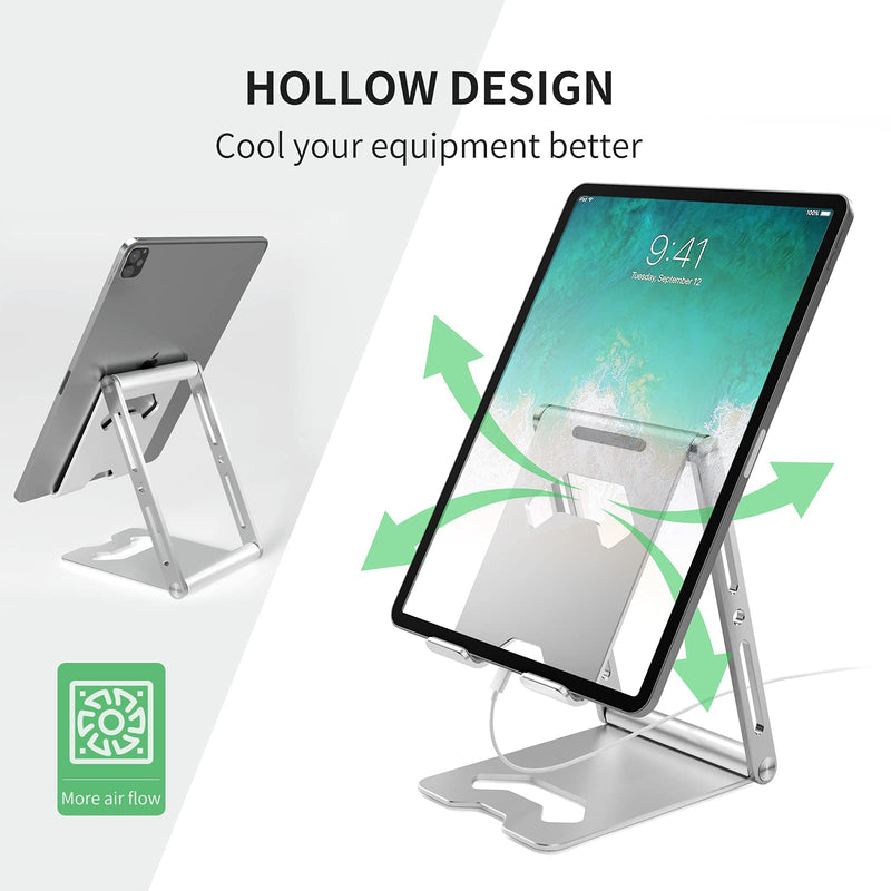  [AUSTRALIA] - Foldable Tablet Stand Holder – Aluminum Adjustable iPad Stand Dock for Desk , Desktop Tablet Mount Compatible with iPad Pro 12.9, iPad Mini Air 4, Surface Pro, Switch, Kindle, 4"-13" phone and Tablets