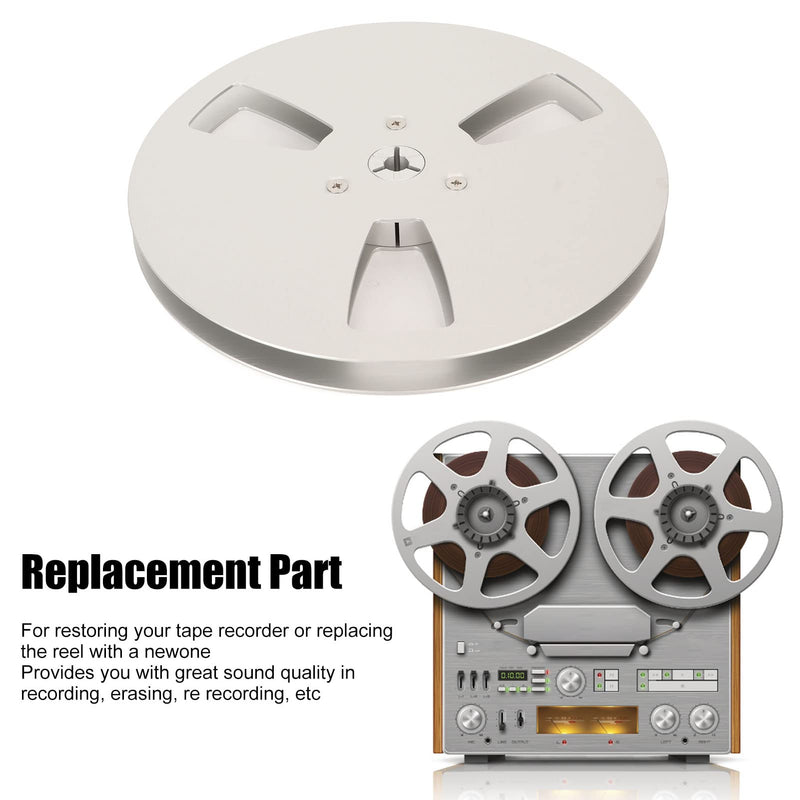  [AUSTRALIA] - 1/4 Empty Take up Reel to Reel Small Hub, 7 Inch Empty Reel Universal 3 Holes Aluminum Alloy Opening Machine Part Takeup Reel (Silver) Silver