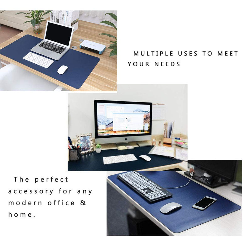 Office Desk Pad Large Leather Double Sided Mouse Pad Non-Slip Computer Desk Blotter Mat Waterproof Laptop Protector for Your Lovers (31.5" x 15.7") (Blue + Yellow) Blue + Yellow - LeoForward Australia