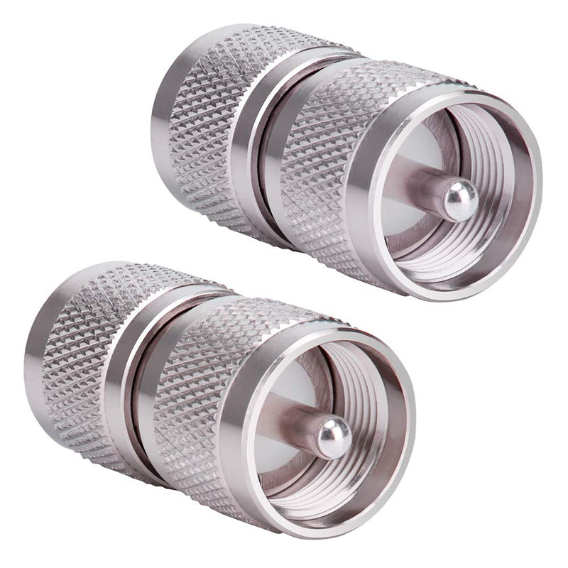  [AUSTRALIA] - MOOKEERF 2PCS UHF Male Connector PL259 Male to Male Adapter Low Loss UHF Male PL-259 Connector