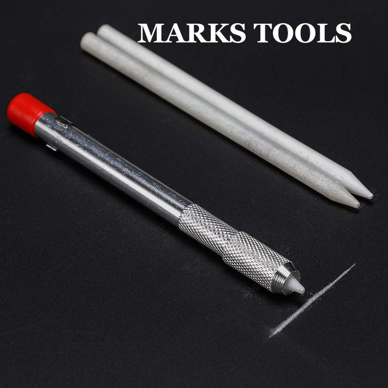  [AUSTRALIA] - 2 Soapstone Holders Round with 6 Refills Soapstone Pens for Welding Tools and Welders Markers Removable Markings on Steel, Aluminum, and Cast