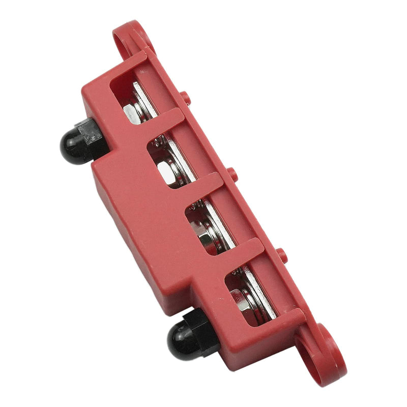  [AUSTRALIA] - 4-Column Distribution Block Busbar 4×3/8 (M10) Screw Terminals with lid 250 AMP Rating for Automotive, Marine and Solar Cabling (Red) 3/8 Red