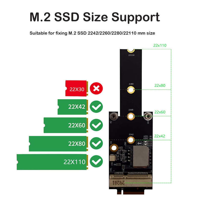  [AUSTRALIA] - Eboxer PCIe M.2 Adapter Converter for Laptop PC PCI E to NGFF M.2 A/E Adapter, 3G/4G/WiFi Mini Card to M.2 (NGFF) Host Controller Expansion Card